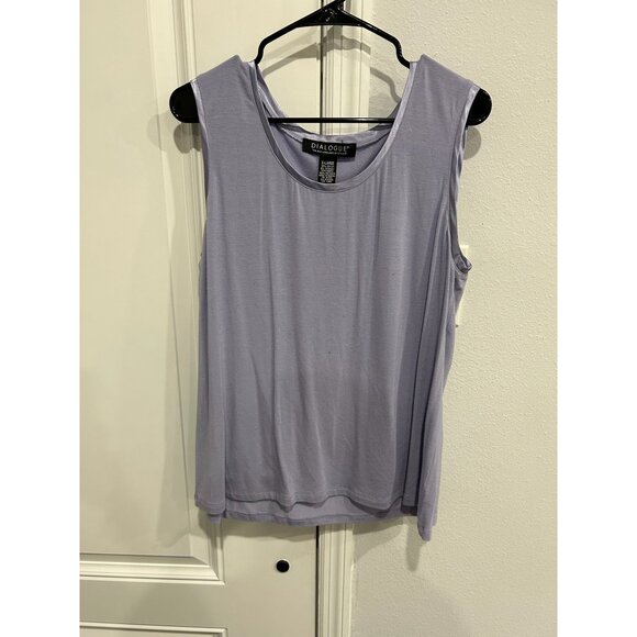 Vintage Dialogue Button Front Cardigan and Tank Set Lavender Sz XL Satin Trim - Picture 7 of 13